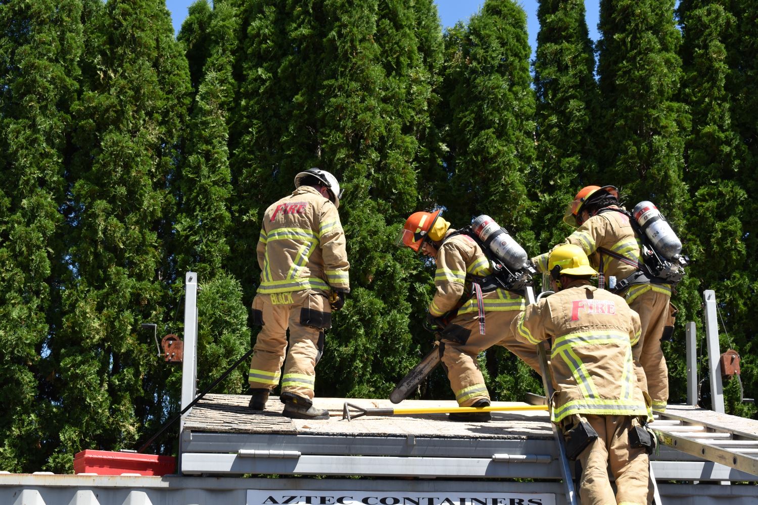 Firefighters on Roof