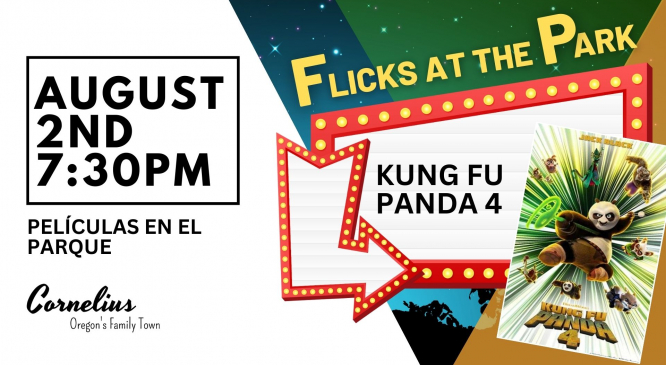 Flyer for Flick at the Park, the movie is Kung Fu Panda 4